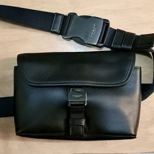 COACH Black Leather Double Belt Bag
